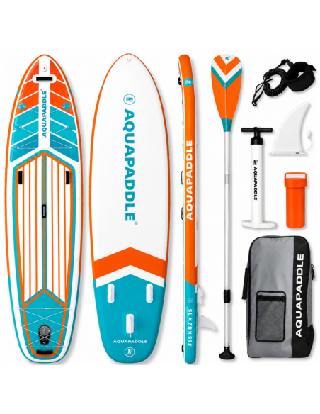 Deska SUP AquaPaddle 355x82x15 cm wiosło pompka zestaw plecak 200 kg