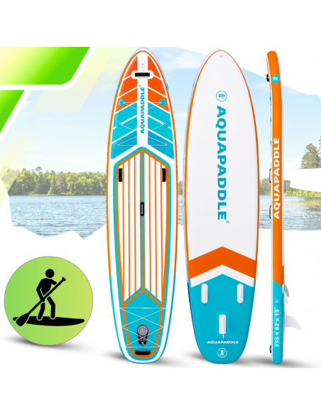 Deska SUP AquaPaddle 355x82x15 cm wiosło pompka zestaw plecak 200 kg