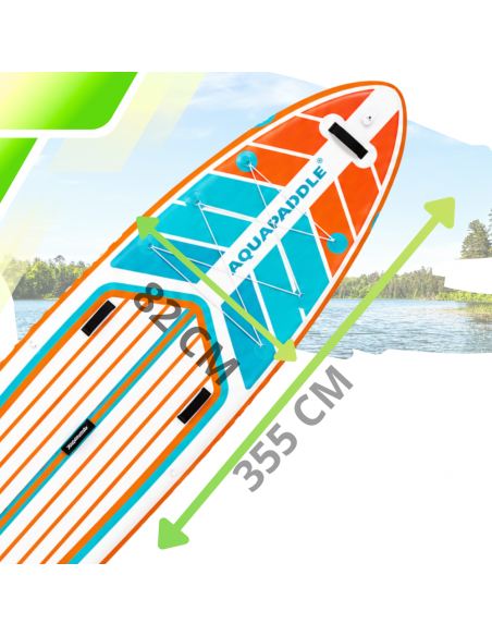 Deska SUP AquaPaddle 355x82x15 cm wiosło pompka zestaw plecak 200 kg