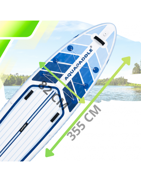 Deska SUP AquaPaddle 355x82x15 cm wiosło pompka zestaw plecak 200 kg
