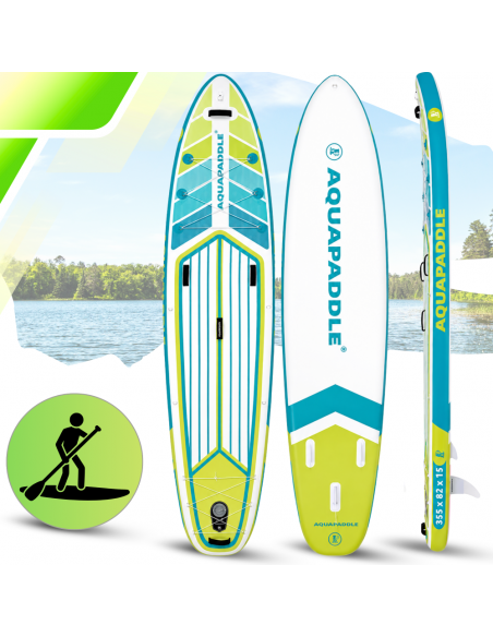 Deska SUP AquaPaddle 355x82x15 cm wiosło pompka zestaw plecak 200 kg
