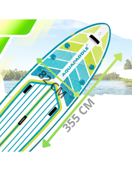 Deska SUP AquaPaddle 355x82x15 cm wiosło pompka zestaw plecak 200 kg