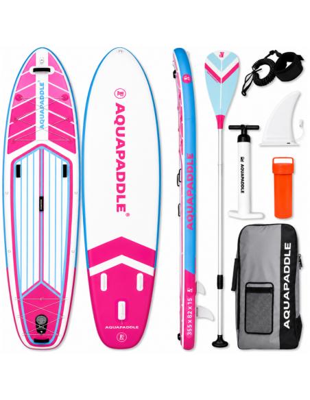 Deska SUP AquaPaddle 355x82x15 cm wiosło pompka zestaw plecak 200 kg