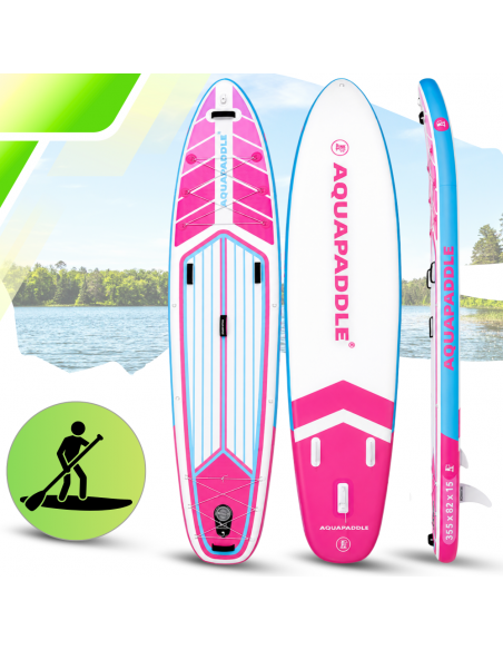 Deska SUP AquaPaddle 355x82x15 cm wiosło pompka zestaw plecak 200 kg