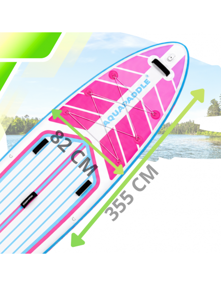Deska SUP AquaPaddle 355x82x15 cm wiosło pompka zestaw plecak 200 kg