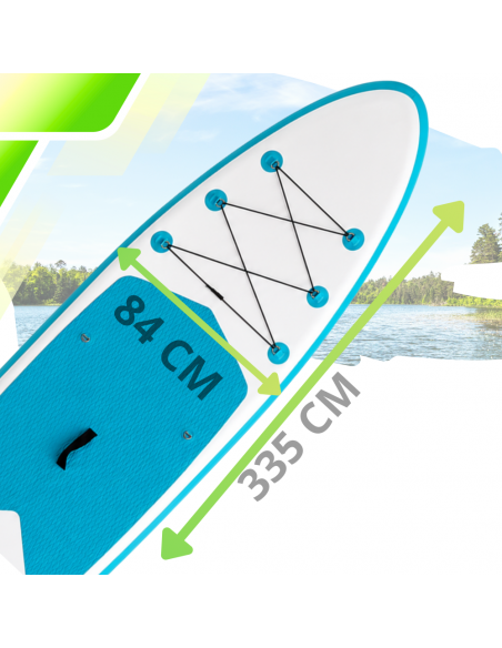 Deska SUP AquaPaddle 335x84x15 cm wiosło pompka zestaw plecak 180 kg
