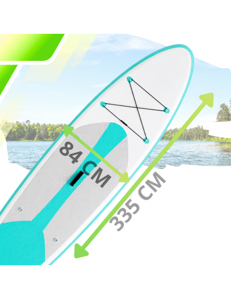 Deska SUP AquaPaddle 335x84x15 cm wiosło pompka zestaw plecak 180 kg