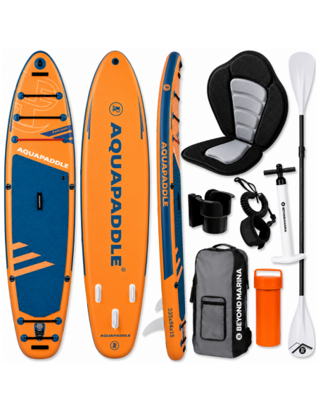 Deska SUP z siedziskiem AquaPaddle 335x84x15 cm wiosło pompka zestaw plecak
