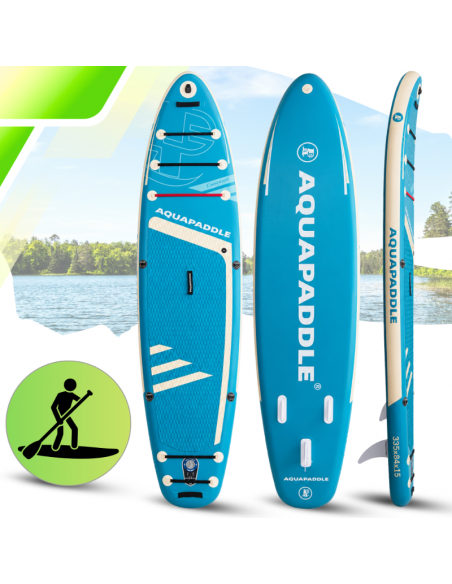 Deska SUP z siedziskiem AquaPaddle 335x84x15 cm wiosło pompka zestaw plecak