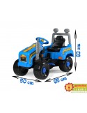 Ogromny niebieski traktor na pedały dla dzieci z przyczepką i kaskiem