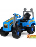 Ogromny niebieski traktor na pedały dla dzieci z przyczepką i kaskiem