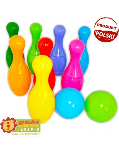 Kręgle plastikowe w koszyku małe