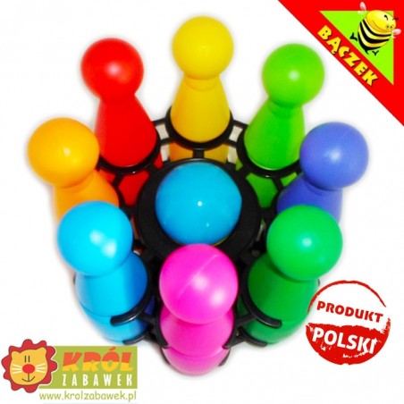 Kręgle plastikowe w koszyku średnie