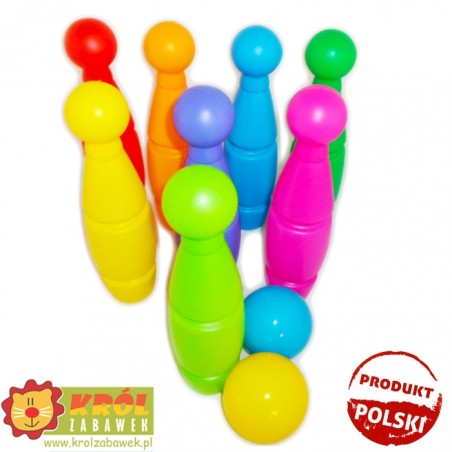 Kręgle plastikowe w koszyku średnie