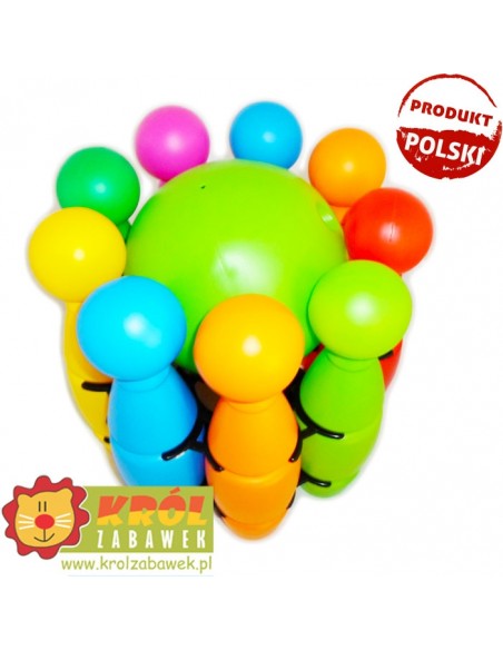 Kręgle plastikowe w koszyku duże