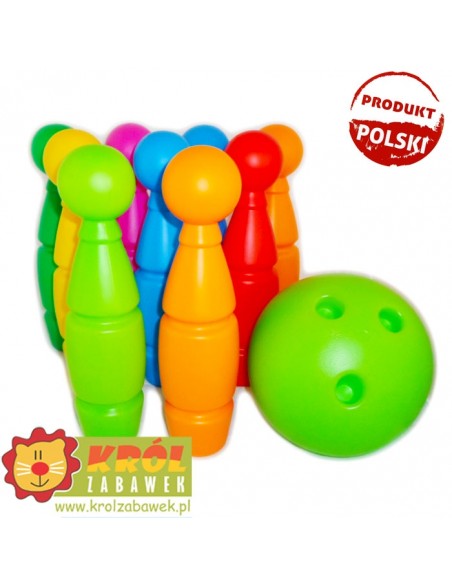 Kręgle plastikowe w koszyku duże