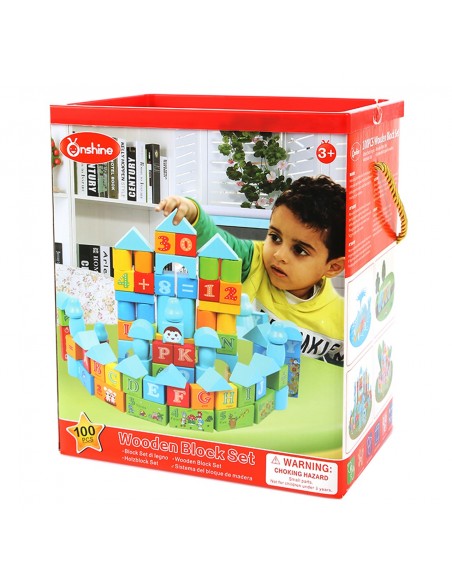 Klocki drewniane niebieskie 100 szt