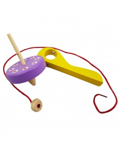 Bączek drewniany pomarańczowo niebieski 2