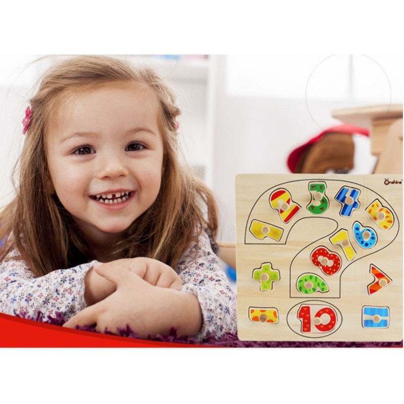 Układanka drewniana z pinezkami Cyferki