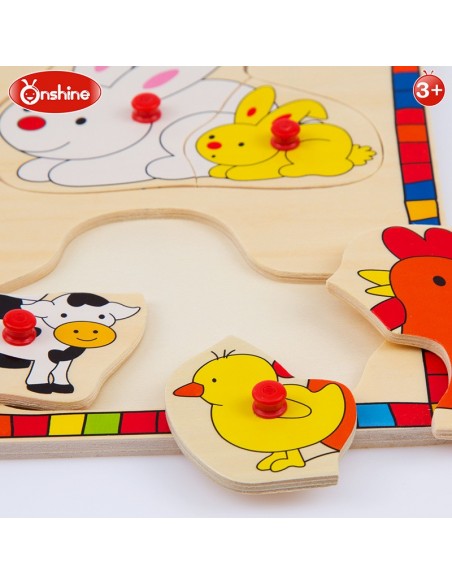 Układanka drewniana z pinezkami zwierzęta domowe