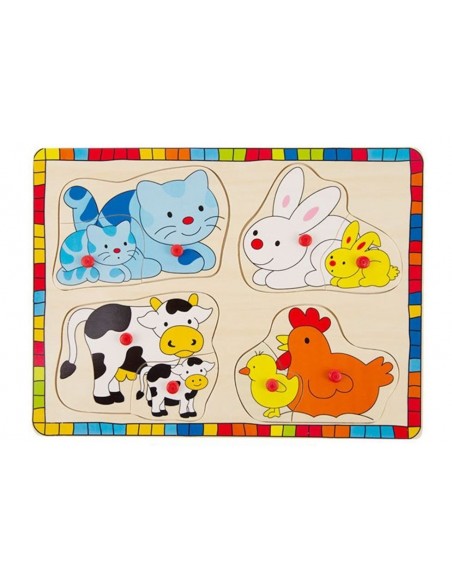 Układanka drewniana z pinezkami zwierzęta domowe