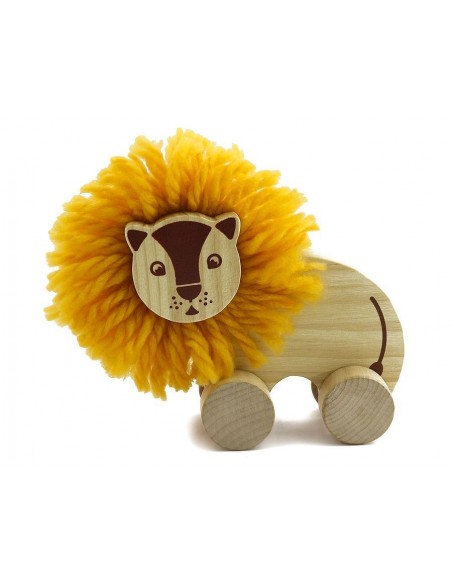 Drewniany lew pomponik