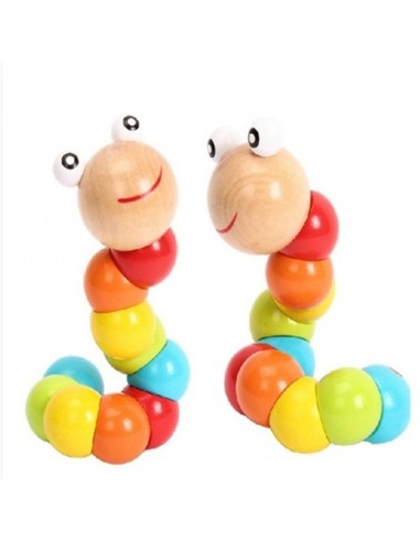 Drewniana dżdżownica robak - koraliki