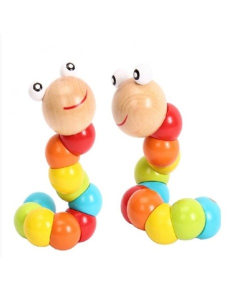 Drewniana dżdżownica robak - koraliki