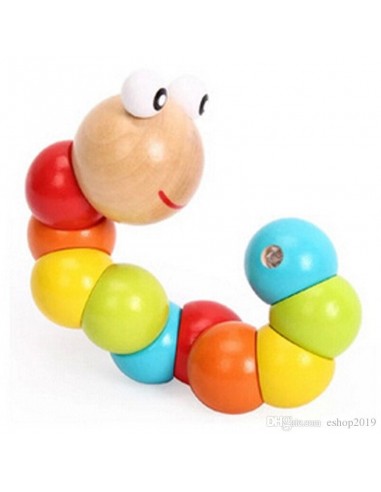 Drewniana dżdżownica robak - koraliki