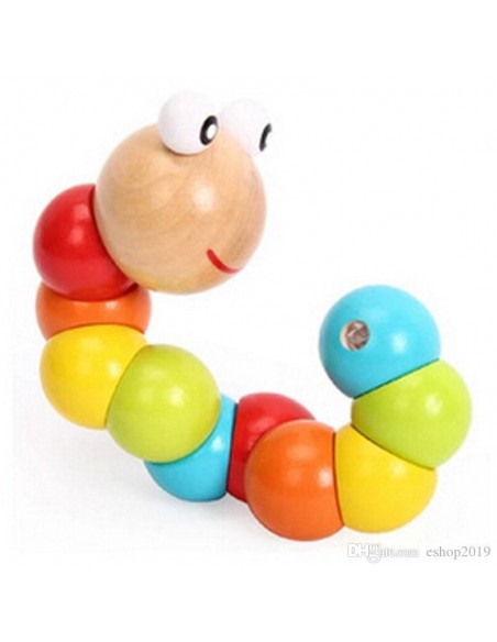 Drewniana dżdżownica robak - koraliki