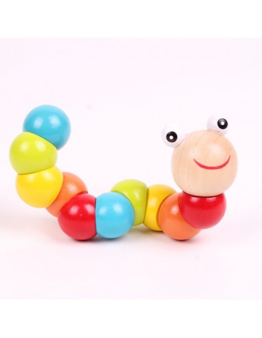 Drewniana dżdżownica robak - koraliki