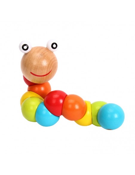 Drewniana dżdżownica robak - koraliki