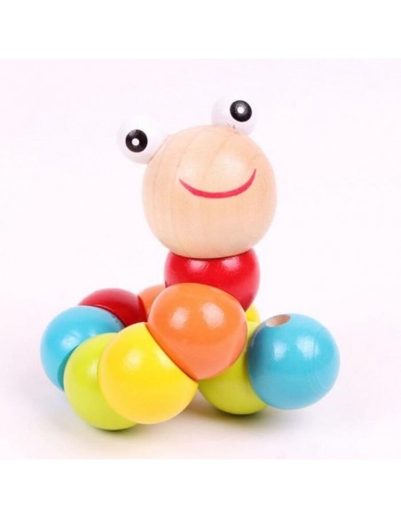 Drewniana dżdżownica robak - koraliki