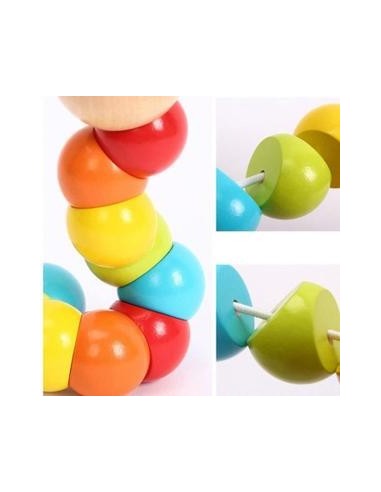 Drewniana dżdżownica robak - koraliki