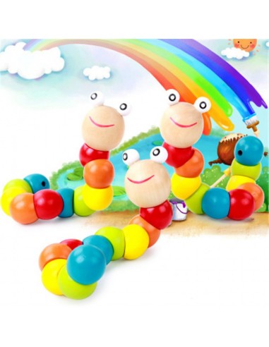 Drewniana dżdżownica robak - koraliki