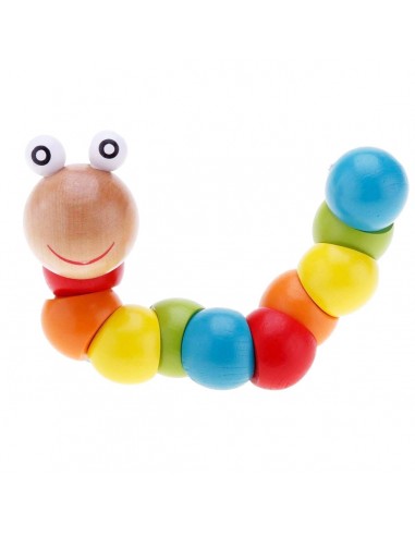 Drewniana dżdżownica robak - koraliki