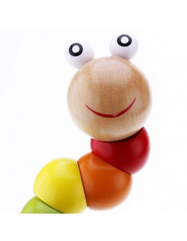 Drewniana dżdżownica robak - koraliki