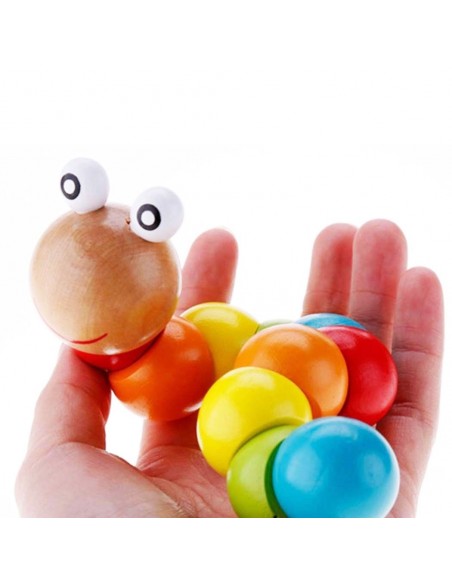 Drewniana dżdżownica robak - koraliki