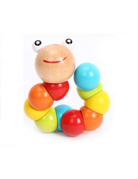 Drewniana dżdżownica robak - koraliki