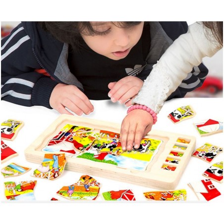 Duże puzzle warstwowe farma