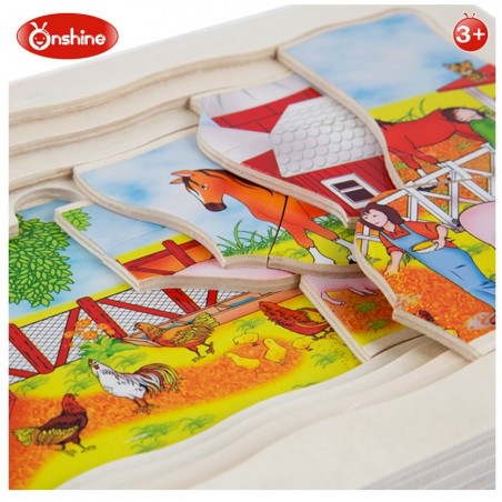 Duże puzzle warstwowe farma