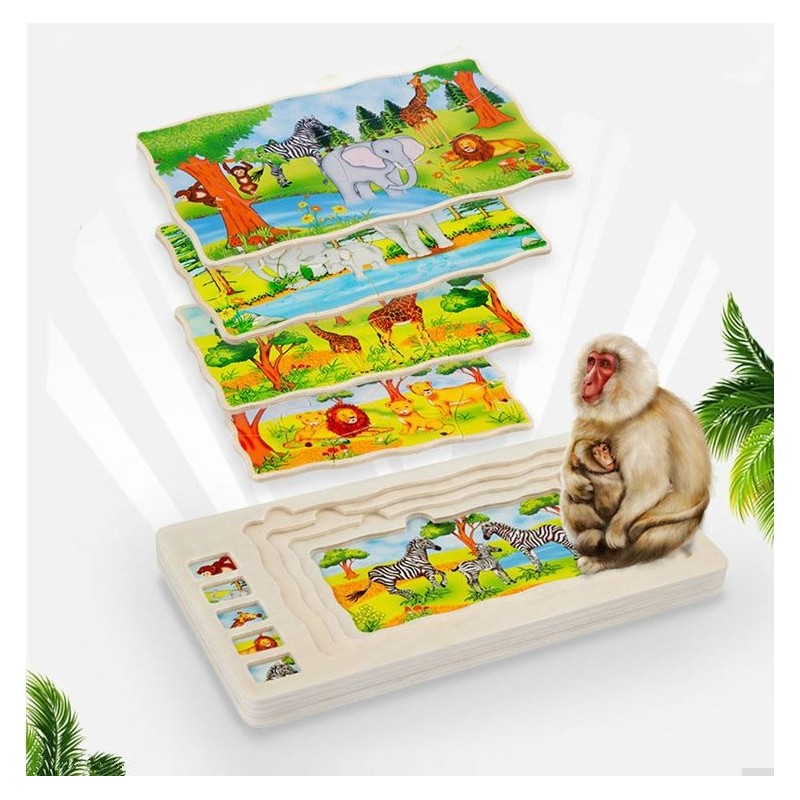 Duże puzzle warstwowe dzikie zwierzęta