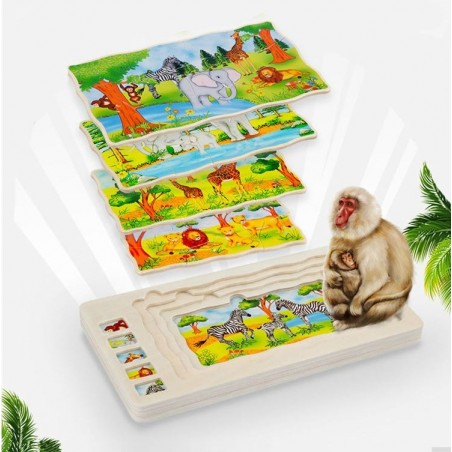 Duże puzzle warstwowe dzikie zwierzęta