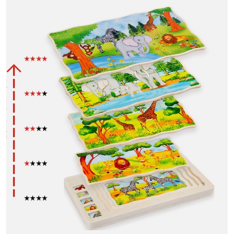 Duże puzzle warstwowe dzikie zwierzęta