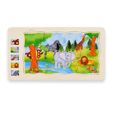 Duże puzzle warstwowe dzikie zwierzęta