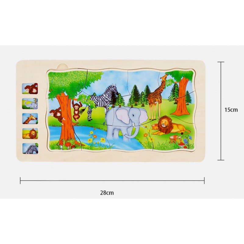 Duże puzzle warstwowe dzikie zwierzęta