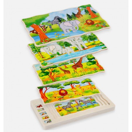 Duże puzzle warstwowe dzikie zwierzęta