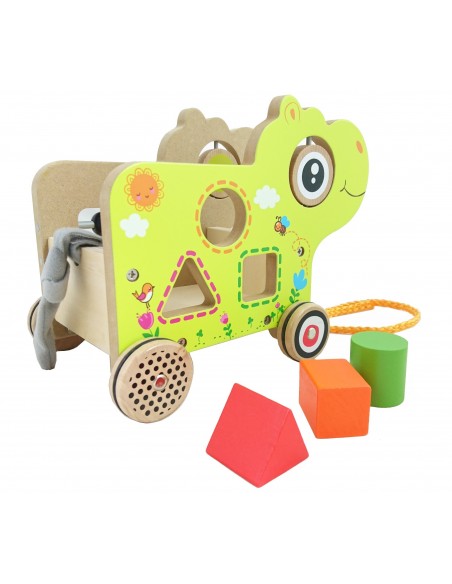 Drewniany hipopotam sorter na kołach