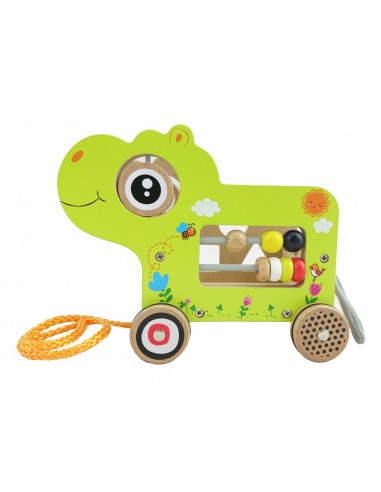 Drewniany hipopotam sorter na kołach