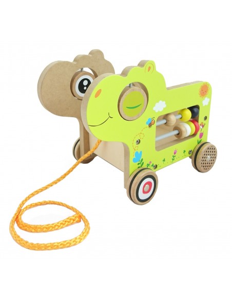 Drewniany hipopotam sorter na kołach